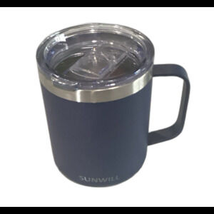 Sunwill Travel Mug with Lid Handle 14oz Insulated Stainless Steel Color Navy